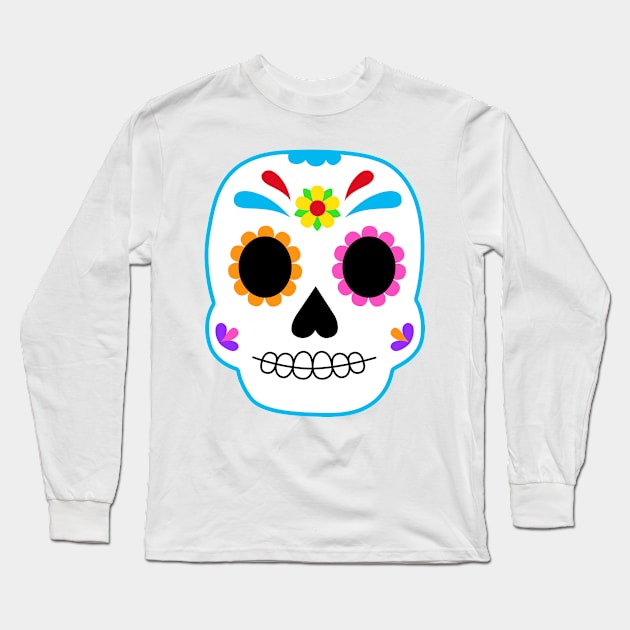 Rainbow Sugar Skull Long Sleeve T-Shirt by emilypink100